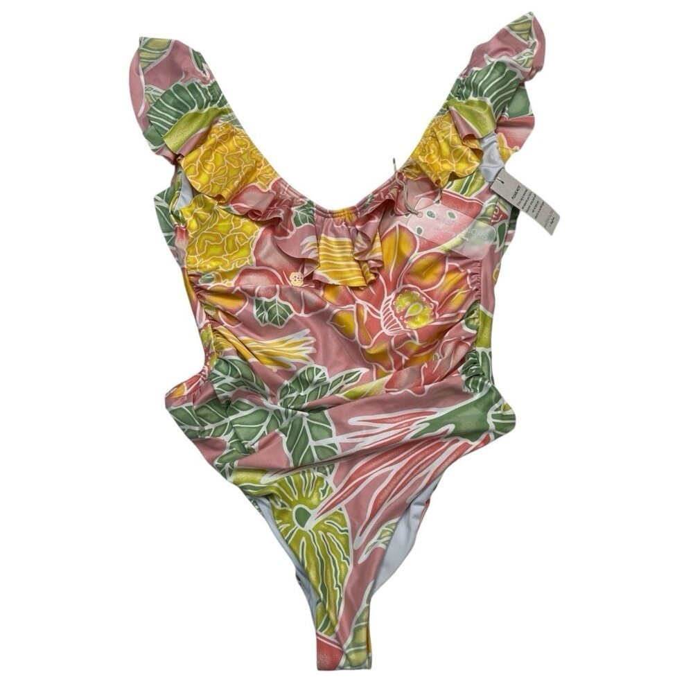 Watercolors by Kenny Flowers Swimsuit Tropical Ruffle 1 Piece Womens XS‎ Resort